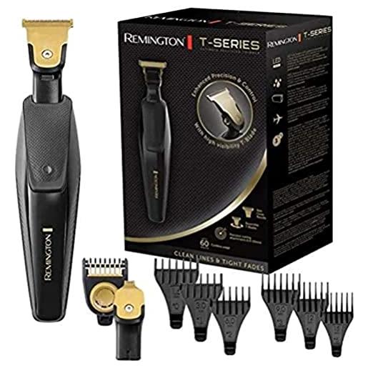 Remington remingotn regolabarba uomo - 2 lame rivestite in titanio: 30 mm e 7 mm - rifinitore di precisione a t, 6 pettini di estensione + pettine di fissaggio regolabile, 100% impermeabile, regolabarba, mb7000