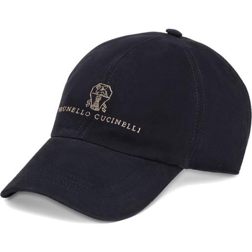 Brunello Cucinelli cappello da baseball con logo ricamato - blu
