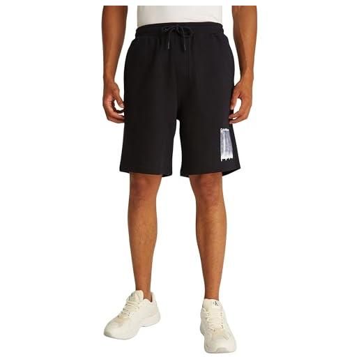 Calvin Klein uomo pantaloncini in felpa brush stroke graphic in cotone, nero (ck black), xxl