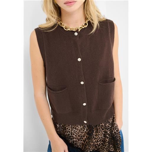 Kikisix gilet donna maglia aperto bottoni gioiello art. Kxgl1610