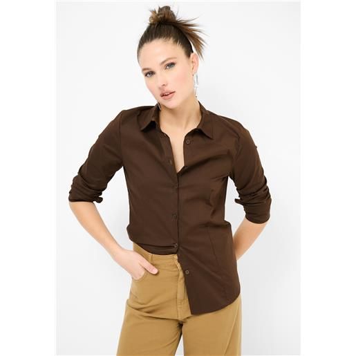 Kikisix camicia donna manica lunga cotone elasticizzato art. Kxcm1671
