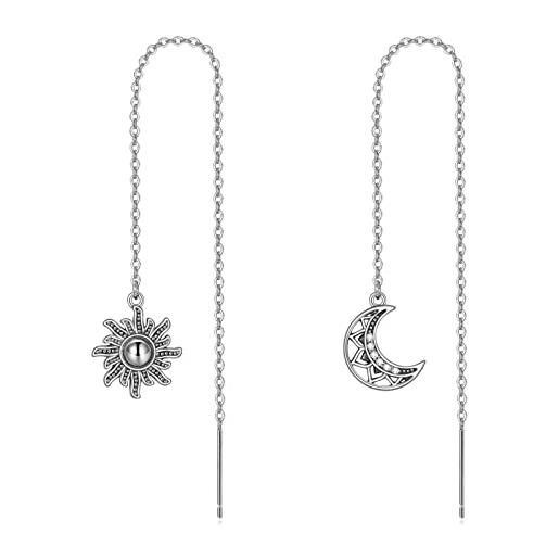 Orecchini A Goccia Argento 925 Con Nodo Celtico E Mezzaluna – Wiccan, Pagani, Lunari