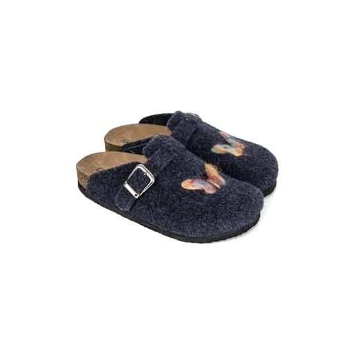 terlik sabo ortopedik terlik terlik sabo suola in sughero st1071 zoccoli in feltro ciabatte pantofole scarpe sabot, donna, farfalla blu navy, eu 37