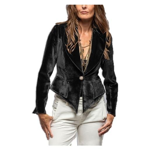 Generic blazer corto in velluto da donna aperto sul davanti slim fit giacca in velluto con un bottone cardigan