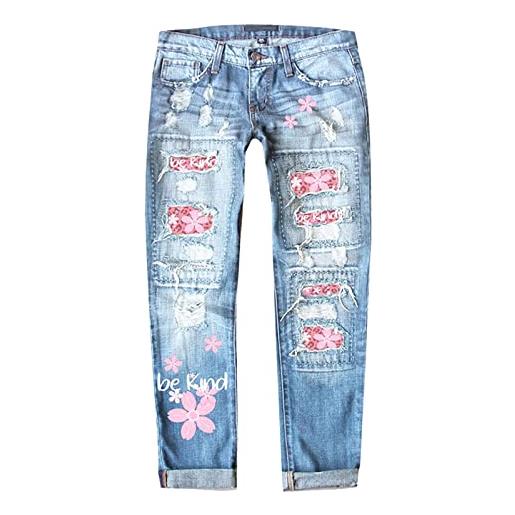 Generico jeans da donna a vita alta larghi con bottoni eleganti high waist wide leg fit jeans strass pantaloni casual a gamba larga adatto per la casa e le uscite quotidiane (l)