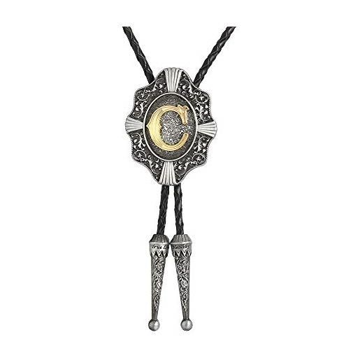 Btilasif bolo tie western cowboy lettere inziali bolo tie abcdjmr to z cravatta in pelle accessori gioielli per uomo donna, c, prossoefinito