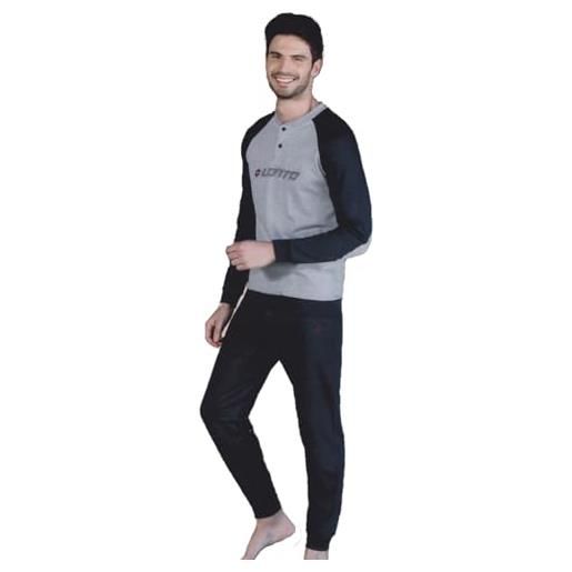 Lotto pigiama uomo invernale - pigiama uomo cotone caldo - pigiama uomo cotone invernale (4xl, blu lp2088/c)