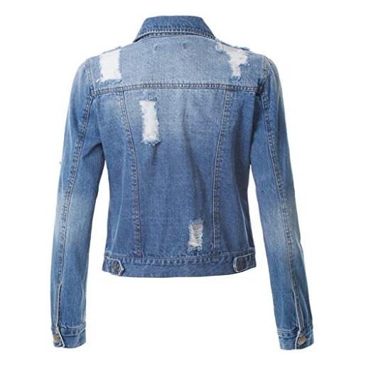 Generic giacca oversize donna elasticizzato vintage lavaggio cappotto manica lunga giacca con un bottone con tasche giacca di jeans fidanzato casual autunno cappotto primaverile transizione