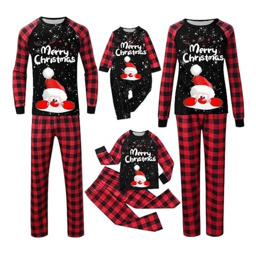 MJGkhiy set pigiama natale famiglia girocollo manica lungo e pantaloni lunghi set pigiama natalizio invernale babbo natale completi pigiami di natale famiglia per neonato bambino papà mamma11
