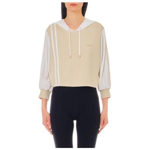 LIU JO felpa con cappuccio in viscosa ta4177 (it, testo, l, regular, regular, sabbia/avorio)