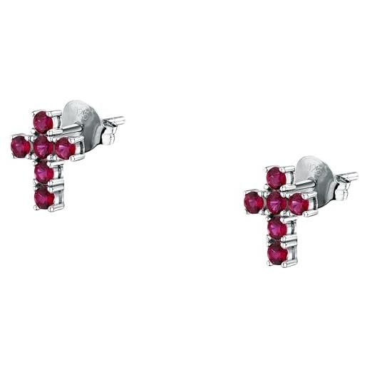 Morellato orecchini da donna in argento 925‰ riciclato, collezione tesori, a forma di croce, regalo per donna
