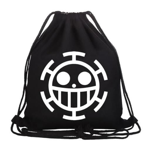 Roffatide anime straw hat cappello di paglia pirati borsa con coulisse stampata zaino sportivo borsa in tela con coulisse a tracolla nero