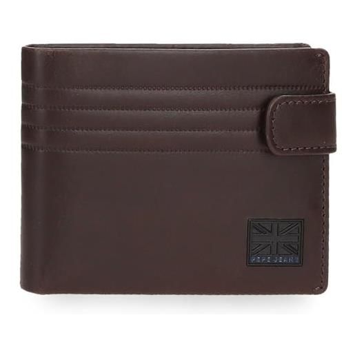 Pepe Jeans Delta Portafoglio Orizzontale In Pelle Marrone Con Portacarte Estraibile - 11x8,5x1 Cm - 2