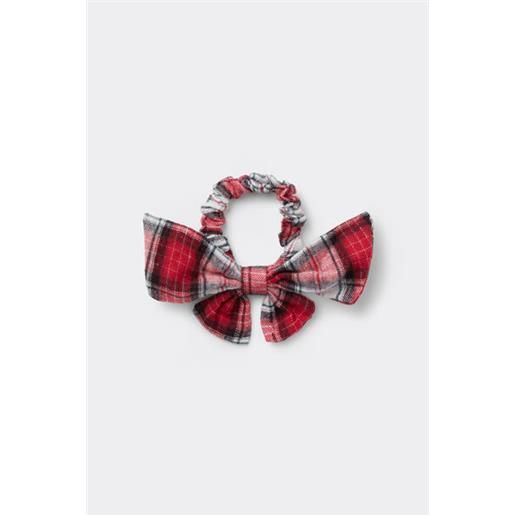 Tezenis elastico per capelli con fiocco flanella tartan unisex rosso