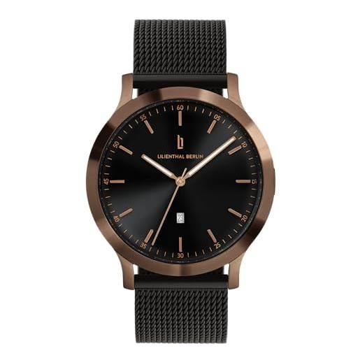 Lilienthal Berlin Orologio da uomo Huxley in argento – Orologio da polso sul cinturino in pelle – in acciaio chirurgico 316L con movimento al quarzo e vetro minerale temperato zaffiro – 40