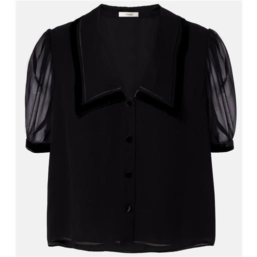 Frame blusa sailor in seta con finiture in velluto