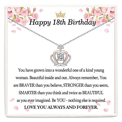 VOSAP 13° 16° 18° compleanno regalo per ragazze, collana in argento sterling con corona 13 16 18 anni regalo per ragazze, ragazze adolescenti, zirconia cubica