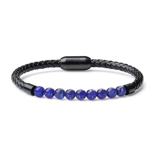 Ciondolo Goccia In Lapislazzuli Naturale Con Catena Ball/Bead 18'' - Placcato Argento