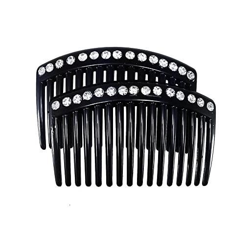 Righe e Pois - pettine cm6 pz 2 a 1 riga strass - nero