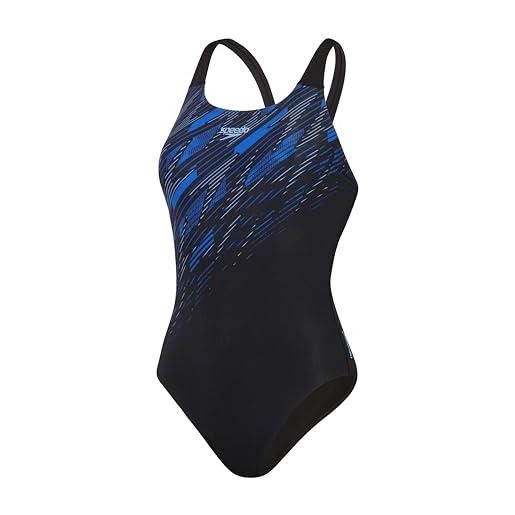 Speedo hyper. Boom placement muscleback costume da bagno per donna, nero/blu, 32