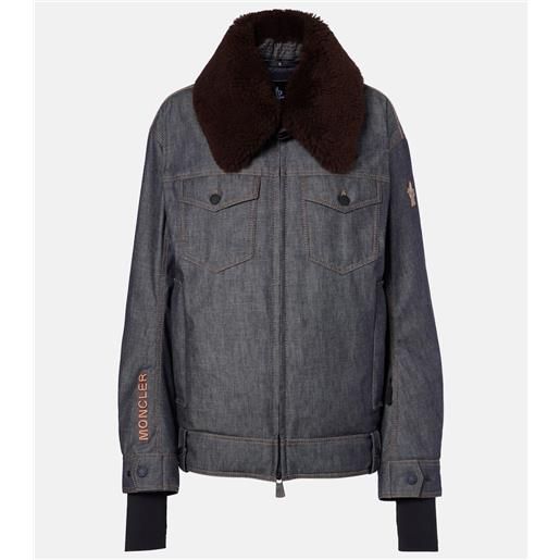 Moncler Grenoble piumino yunque in denim con shearling