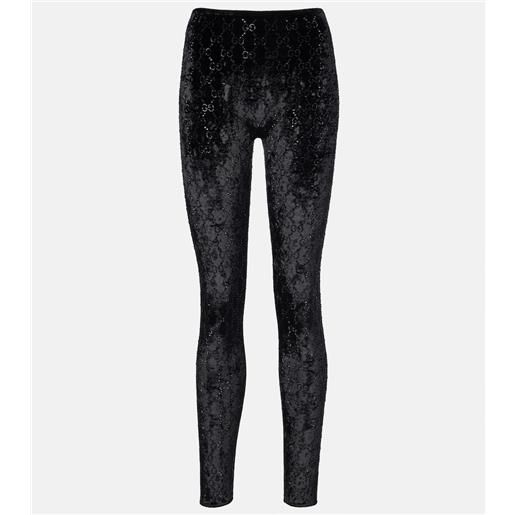 Gucci leggings in ciniglia gg con cristalli