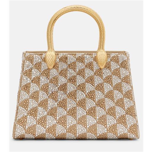 Bvlgari borsa serpentine duo small in suede con cristalli