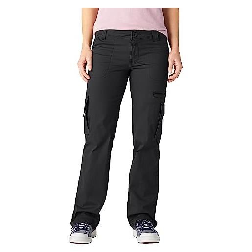 Dickies donna, pantaloni cargo in twill taglio dritto, nero risciacquato, 10/regular