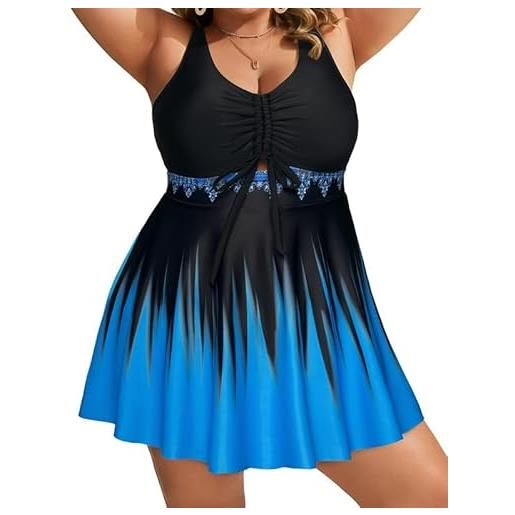 Hanna Nikole tankini da donna di grandi dimensioni, costume da bagno in due pezzi, con foro per il bagno, costume da bagno con pantaloncini da bagno e spalline regolabili, alla moda da spiaggia, punta