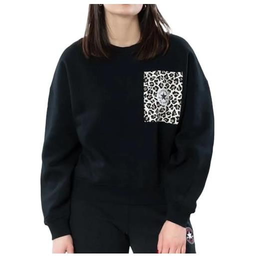 Converse felpa nera da donna leopard, nero , xl