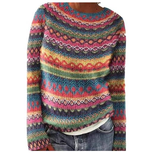 Generico maglioni da donna taglie forti elegante morbido maglia manica lunga girocollo maglione lavorato casual moda pullover stampa comodi tops autunno invernale casual sweater