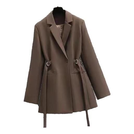 Generic blazer casual slim da donna primavera e autunno manica lunga top vita slim, colore caffè. , xxl