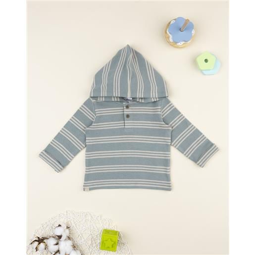 Prénatal maglia bimbo rigata verde/beige con cappuccio