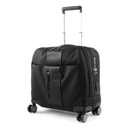 PIQUADRO - trolley business 4 ruote con scomparto laptop 15.6 - pelle - colore nero - uomo