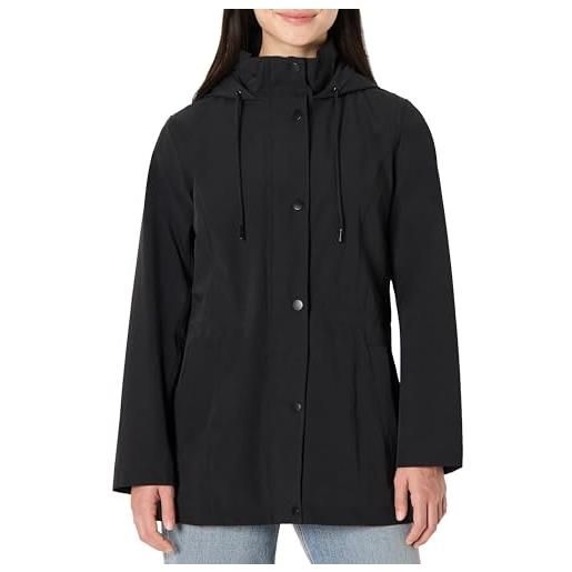 Amazon Essentials impermeabile lungo e leggero con cappuccio, idrorepellente, vestibilità rilassata donna, nero, xxl
