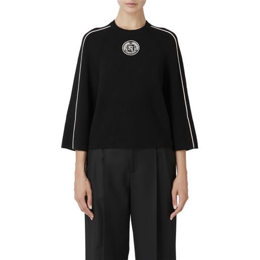 ELISABETTA FRANCHI maglia cropped in viscosa con patch logo - mk70s46e2 - nero