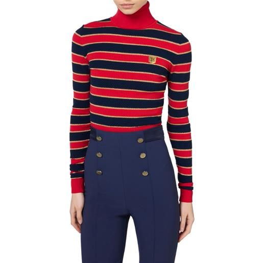 ELISABETTA FRANCHI maglia cropped in viscosa lurex a righe - mk78q46e2 - rosso