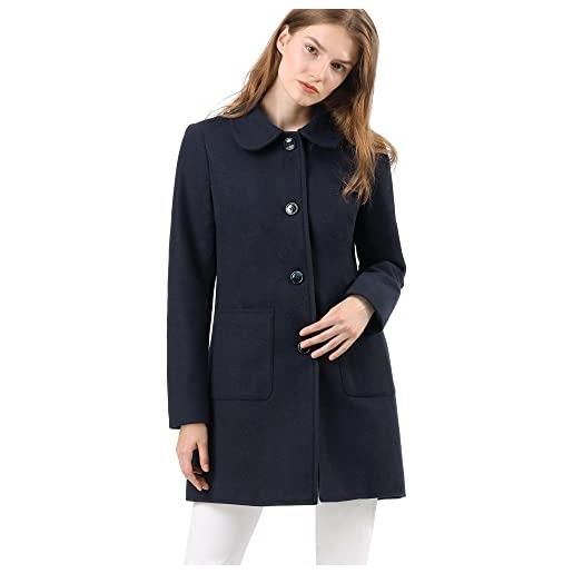 Allegra K trench invernale monopetto da donna con colletto rovesciato, blu, m
