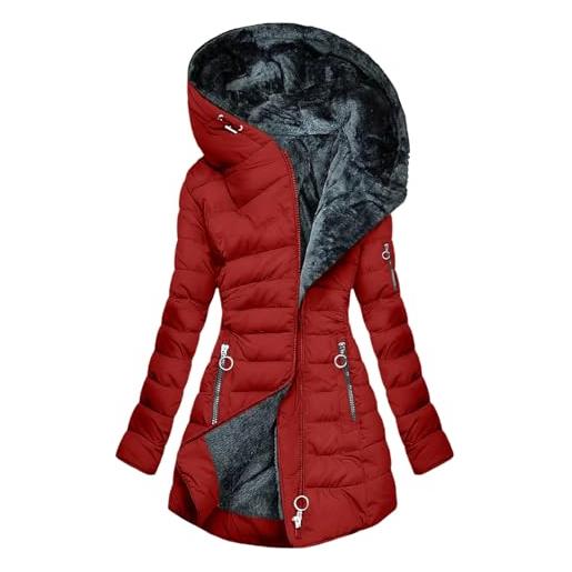 KHIRVWL cappotto donna invernale piumino 100 grammi foderati giacca donna elegante antivento in pile termici giubbotto lungo spessa parka cappotto imbottito caldo lspessito casual con tasche e coulisse