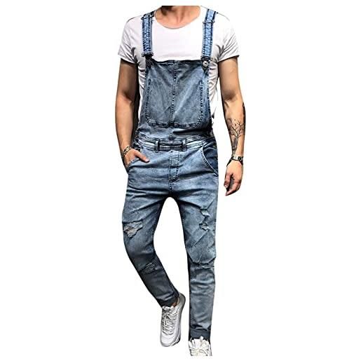 babao salopette jeans salopette uomo blu denim salopette slim stonewash