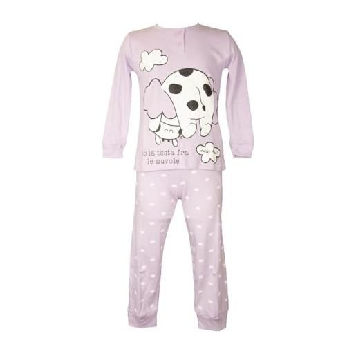 CRAZY FARM pigiama bimba bambina baby interlock invernale manica lunga collo serafino articolo 32565, 2834 violet, 5 anni