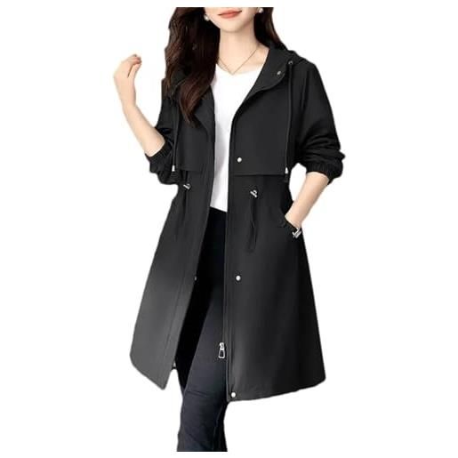 Ffnkrnfi trench da donna - cappotti con cappuccio slim alla moda per la primavera, giacca a vento femminile, casual, da donna, soprabito da donna