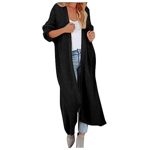 Generico coprispalla eleganti da cerimonia cardigan anteriore tinta unita da donna cardigan giacca maglione oversize casual lungo allentato cardigan natale donna (black, xxxl)