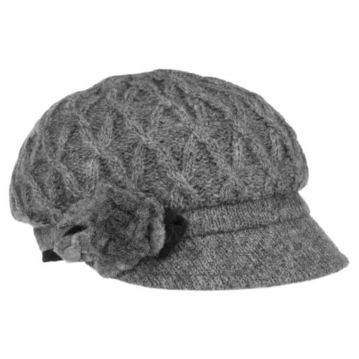 LIERYS berretto newsboy carra mohair flower donna - made in italy cappellino da cappello invernale piatto con visiera, visiera inverno autunno/inverno - taglia unica grigio