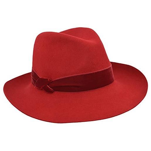 Melegari cappello donna fedora francesca | feltro di lana impermeabile | made in italy | autunno/inverno (rosso)
