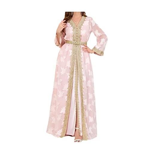 Disimlarl caftano per feste marocchine, set da 2 pezzi, abiti da sera per matrimonio e ramadan, set beige da 2 pezzi, l