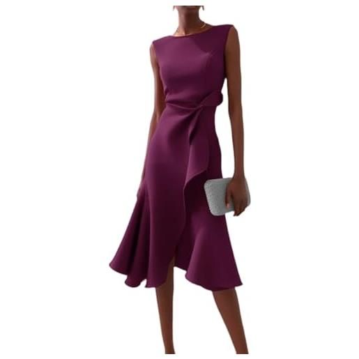 Generisch abito da donna elegante, vintage, abito corto estivo, senza maniche, con volant, elegante, verde, m