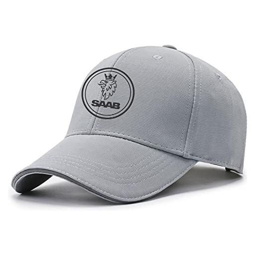 HDOEHLXF cappellini da baseball da uomo per saab con stampa, cappello da corsa regolabile, estivo, casual, cappello con visiera, cappello da camionista, unisex, regalo per adolescenti, grigio chiaro