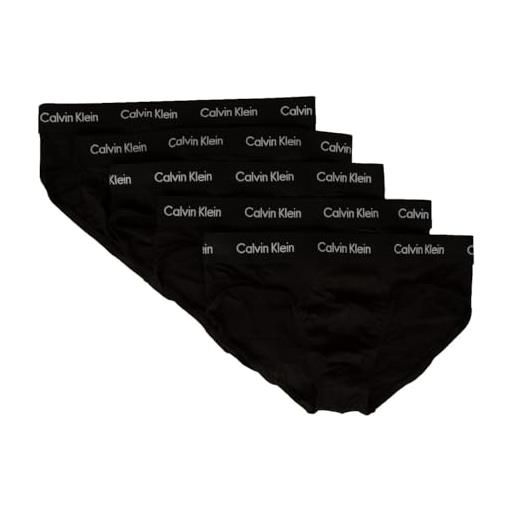 Calvin Klein slip uomo ck mutande confezione 5 capi cotone elastiicizzato elastico a vista articolo nb2876a, xwb black w/black wb, size m/in 32-34 / cm. 81-86