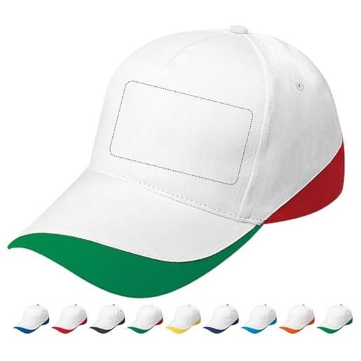 Hole Gadget stock da 10 cappellini personalizzati bianchi con logo gadget personalizzabili promozionali con stampa per eventi, gite, fiere, aziendali berretti pubblicitari da uomo e donna stampati con visiera